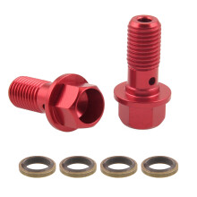 M10x1.25 Brake Cylinder Oil Hose Screw Banjo Motorcycles Tube Tubing Screws Red