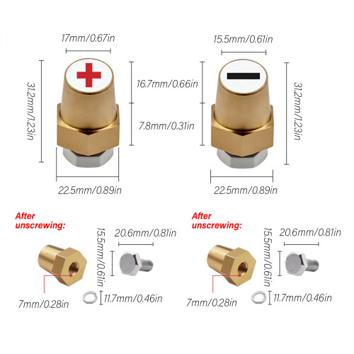 Battery Poles Adapter Terminal Connector Brass Positive Negative Electrical Clamp 2