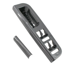 Carbon Fiber Left Front Door Window Glass  Panel Bezel+Handle Trim for   MK4  Bora 1998-2005