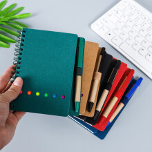 3Pcs Pocket Notebook Lined Notepads with Pen in Holder, Sticky Notes Page Mark Blue