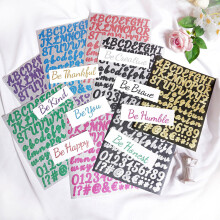20 Sheets Colorful Letter Stickers Decals Glittering Letter Number Stickers Black