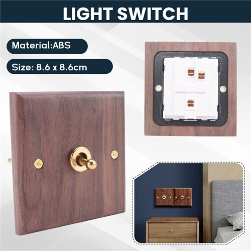 Retro American Industrial Style Light  Socket, Solid Wood Brass Toggle  Plate(1 Open) 1