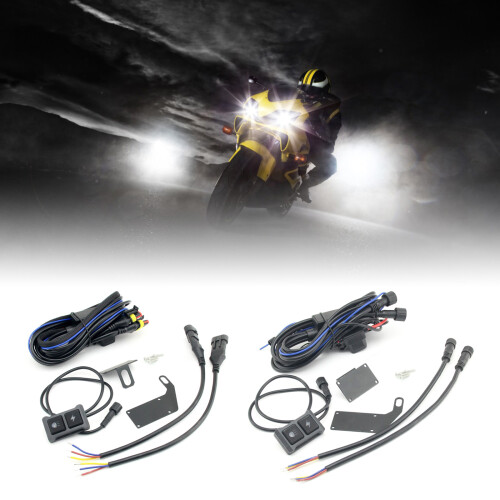 Fog Light Wiring High Low Beam Motorcycle Spotlight Cable with Flash Controller round plug 2