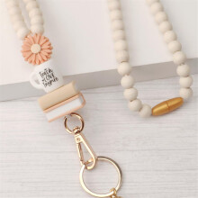 Badge Card Holder and Beaded Lanyard Set Wood Beads Neck Strap with book love lanyard