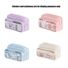 Simple Pencil Case Pen Organizer Bag Expandable Large Capacity Pencil Holder Box Blue