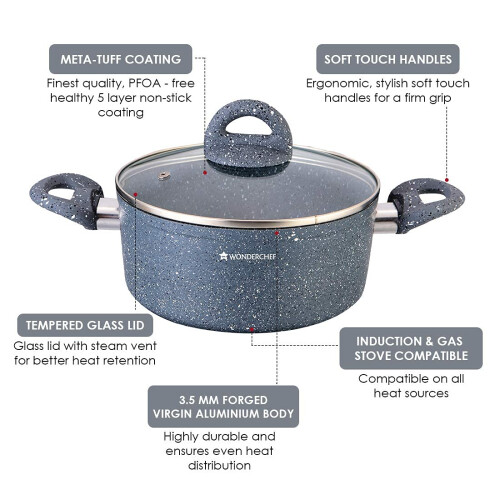 Wonderchef Granite Non Stick Induction Pan 24cm Aluminium 2