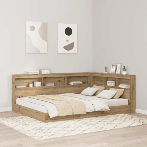 VidaXL vidaXL Storage Headboard with Shelf Artisan Oak 140 cm Engineered Wood
