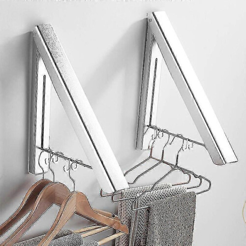 (silver) Foldable Telescopic Drying Rack Aluminum Alloy Wall Hanging Drying Rack (silver)