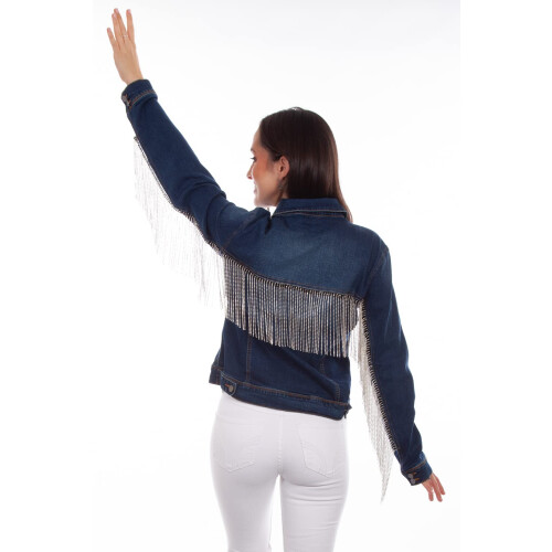 Jeansjacke mit Strassfransen 2