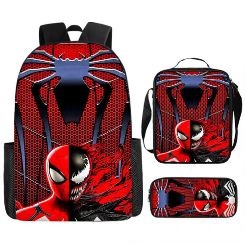 (15, Three-Piece Set) Marvel Spider-Man Backpack 3-Piece Set Student Large Capacity Storage Backpack 2