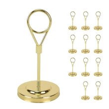 12pcs Gold Premium Table Place Card Holders, Weighted Base Stand, Elegant Clip Design for Events
