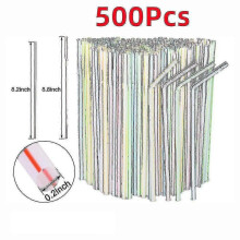 (500Pcs Neon Colour) 1000x Straws Plastic Bendy Colourful Straws Birthday Wedding Summer Party Drink