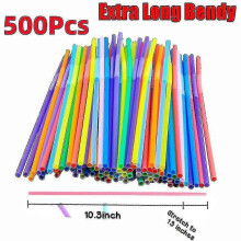 (1000Pcs Multicolour) 1000x Straws Plastic Bendy Colourful Straws Birthday Wedding Summer Party Drink