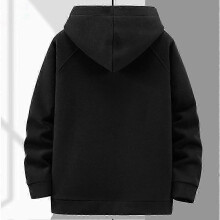 (4XL, Black) Thickened Polar Fleece Jacket for Fat Men Hooded Plus Size Warm 4XL