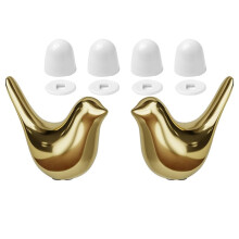 2PCS Ceramic Gold Birds Toilet Bolt Caps with 4pcs Toilet Bolt Covers,Bathroom Decorative Toilet Floor Screw Cover Caps