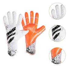 (Size 6, White) Football Goalkeeper Gloves Anti Slip Thick Finger Protection for Kids Adults