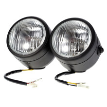 Black Twin Front Headlight Motorcycle Double Dual Lamp Universal for Dual Sport Dirt Bikes