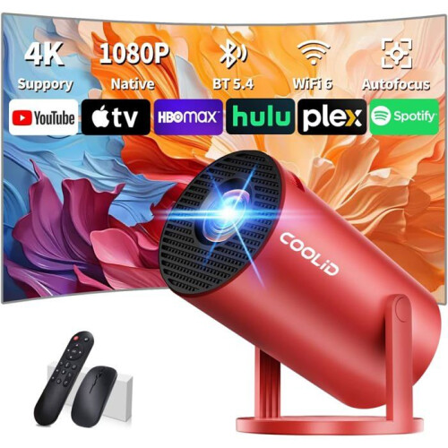 Draagbare projector - LEHRING - 1080P - 4K-decoding - Wi-Fi 6 &amp; Bluetooth 5.4 - Geïntegreerde Android TV