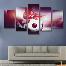 Fünfteiliges Fußball Canvas Kunstwerk Orange Glow