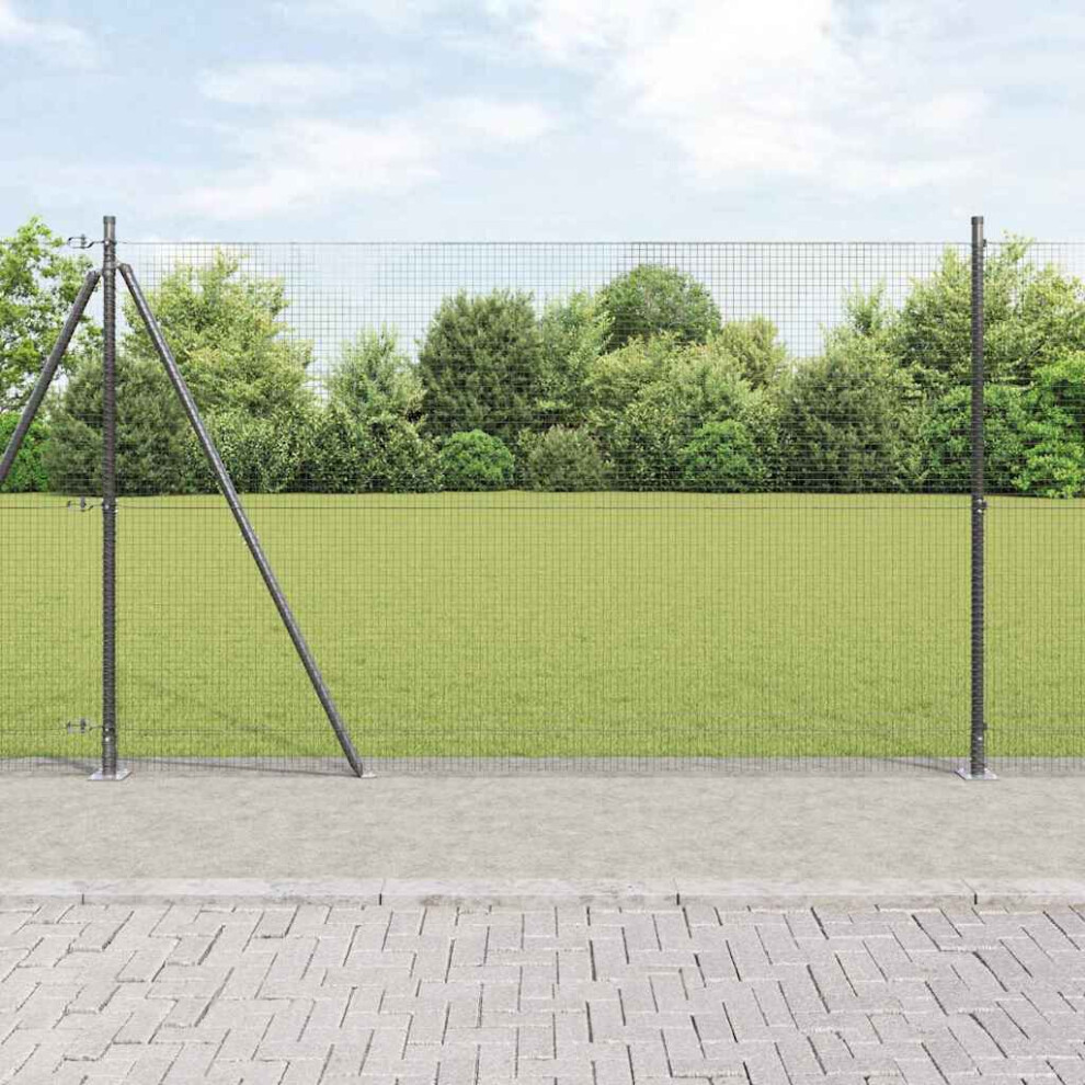 Vidaxl Welded Wire Fence With Concrete Base 50 X 1.4 M Grey Mesh