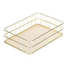 Metall Desktop Organizer - Gold Aufbewahrungskorb