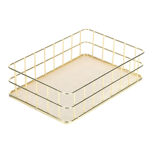 Metall Desktop Organizer - Gold Aufbewahrungskorb