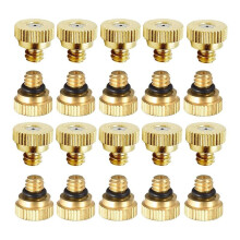 30 Pack Brass Misting Nozzles Tees, Brass Nozzles for Greenhouse Landscaping Humidification,Dust Control Mist Nozzle