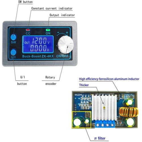 DC Buck Boost Converter Variable Voltage Regulator CC CV0.5-30V4A5V6V12V24V Power Supply Module 2