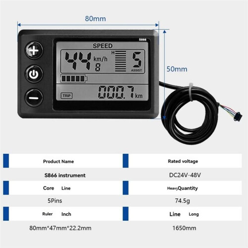 Three Mode Ebike Sine Wave Controller 36V/48V/52V 40A with S866 LCD Display SM Connector for 2000W Ebike 2