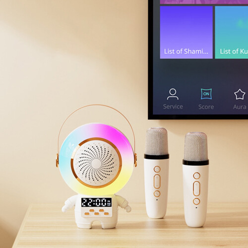 PAVEOS Spaceman Ηχείο Μικρόφωνο, Ασύρματο Bluetooth Karaoke Ηχείο με Ρολόι, Φορητό Χειρός για 1