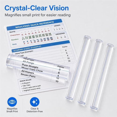 4PCS Magnifying Mahjong  Reader - PrecisionMagnifying Ruler Bar Magnifier with Guided  for Accounting Elder 1
