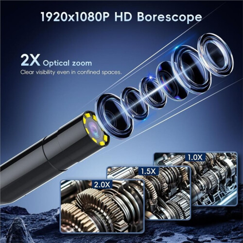 Endoscope Camera with Light 1080P HD Borescope Inspection Camera with LED Lights 4.3" Screen 5m Semi-Rigid Cable 2