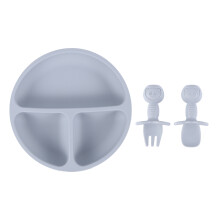Silicone Plate for Baby,Grip Baby Dish Bowl,Microwave Safe Plates for Toddler and Kid with Fork and Spoon(3 PCS)