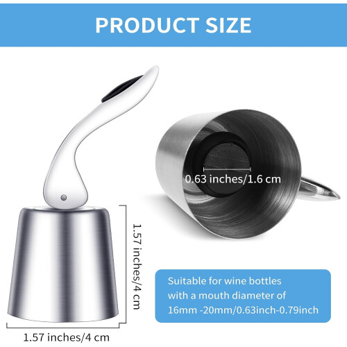 Πώματα Wine Saver από ανοξείδωτο ατσάλι και σιλικόνη τροφίμων, στεγανά 1