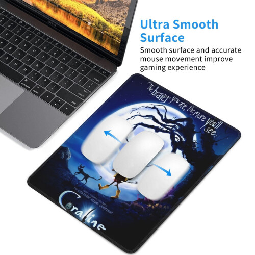 Mouse Pad Coraline με ραμμένη άκρη, αντιολισθητική βάση από καουτσούκ, πλενόμενο ύφασμα 2