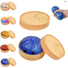 (Glittery blue) Glitzer-Knödel-Squishy mit Box-Knödel-Sensor-Dampfgarer, weicher TPR-Teigball für Dekompression, Zappelspielzeug,