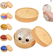 (Glitter white) Glitzer-Knödel-Squishy mit Box-Knödel-Sensor-Dampfgarer, weicher TPR-Teigball für Dekompression, Zappelspielzeug,