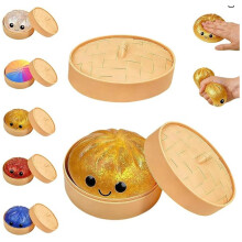 (Glitter gold) Glitzer-Knödel-Squishy mit Box-Knödel-Sensor-Dampfgarer, weicher TPR-Teigball für Dekompression, Zappelspielzeug,