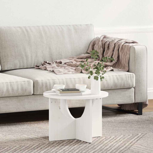VidaXL vidaXL Coffee Table White 50 x 50 x 35 cm Solid pine wood 2