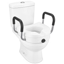 Raised Toilet Seat with Handles 12cm, Adjustable Toilet Seat Riser for Elderly Seniors, Disabled & Post Surgery Recovery, Height Adjustable