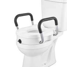 4.7" Raised Toilet Seat with Armrests, Adjustable Toilet Riser Frame for Elderly Adults, Bathroom Safety Support Aid for Seniors & Recovery Care