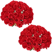 Künstliche Blumen Rote Rosen Strauß für Grab Realistisch 2 Stück 35 cm — rote rosen künstlich, grabschmuck rosen