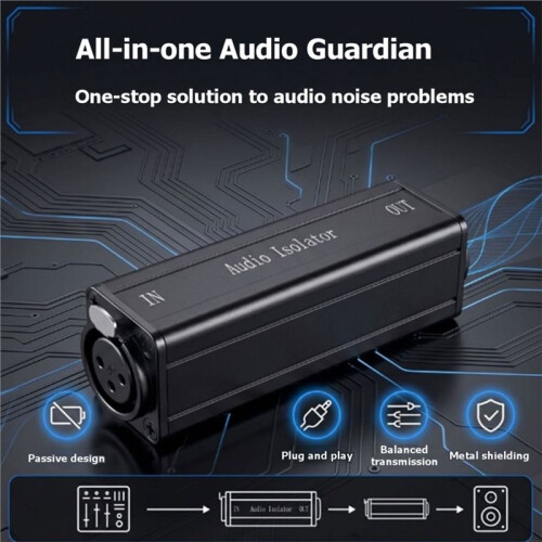 Professional XLR Audio Isolator Noise Filter, Audio Ground Loop Hum Noise Eliminator Single Channel 2