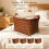 4 Pack Rectangular Hand Woven Wicker Storage Baskets with Handles, Water Repellent Brown Organizer Bins for Shelves 6