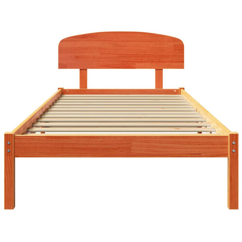 VidaXL vidaXL Bed Frame with Headboard Wax Brown 90 x 200 cm Solid Pine Wood 1