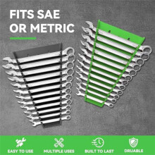 4-Pack Magnetic Wrench Organizer Tool Tray, Premium Wrench Holders SAE (1/4-1/16Inch) and Metric (6mm - 24mm)