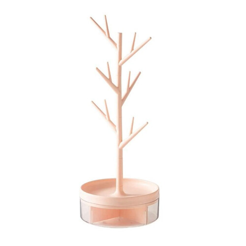 Branch Jewelry Rack with Rotatable Base and Storage Box Tree Tower Rack Hanging Organizer,