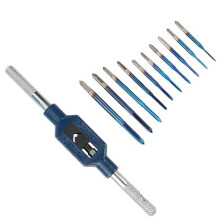 10Pcs M1-M3.5 Thread Taps with Adjustable M1-M8 Wrench Machine Tap Wrench Set for Metal Working Screw Tap Drill Bit