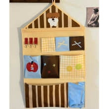 (Beige) Hanging Cartoon Style Storage Pouch With Spacious Compartments Kitchen Bedroom