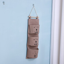 (Gray) Mount Wall Dormitory Storage Pouch With Emoji Print Organization For Design